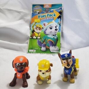 Paw Patrol Figures Set Of 3 Chase Rubble Zuma With Bonus Play Pack Activity Kit